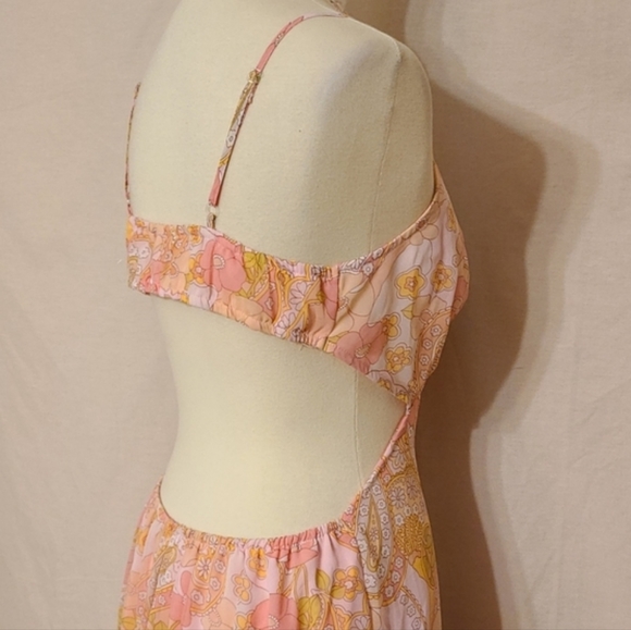 ‼️3 for $60‼️ 3rd+Malt Pink Floral Patterned Cut-out Sides Open Back Maxi Dress - Picture 9 of 12